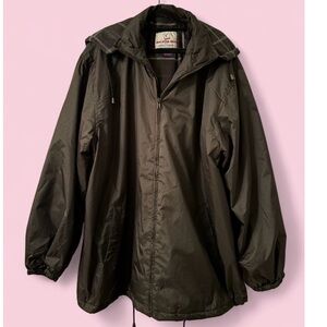 Vintage Real Work Wear Hooded Parka Jacket Black Fleece Lined 2XL Oversized